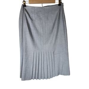 OSCAR DE LA RENTA Gray Pleated Wool Blend Lightweight Knee Length Skirt SZ 8